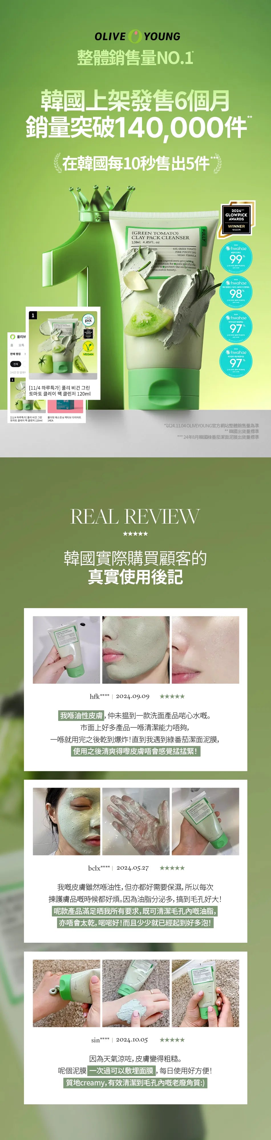 洗面+泥膜2合1💚FULLY & Green Tomato Clay Pack Cleanser綠蕃茄泥膜潔面