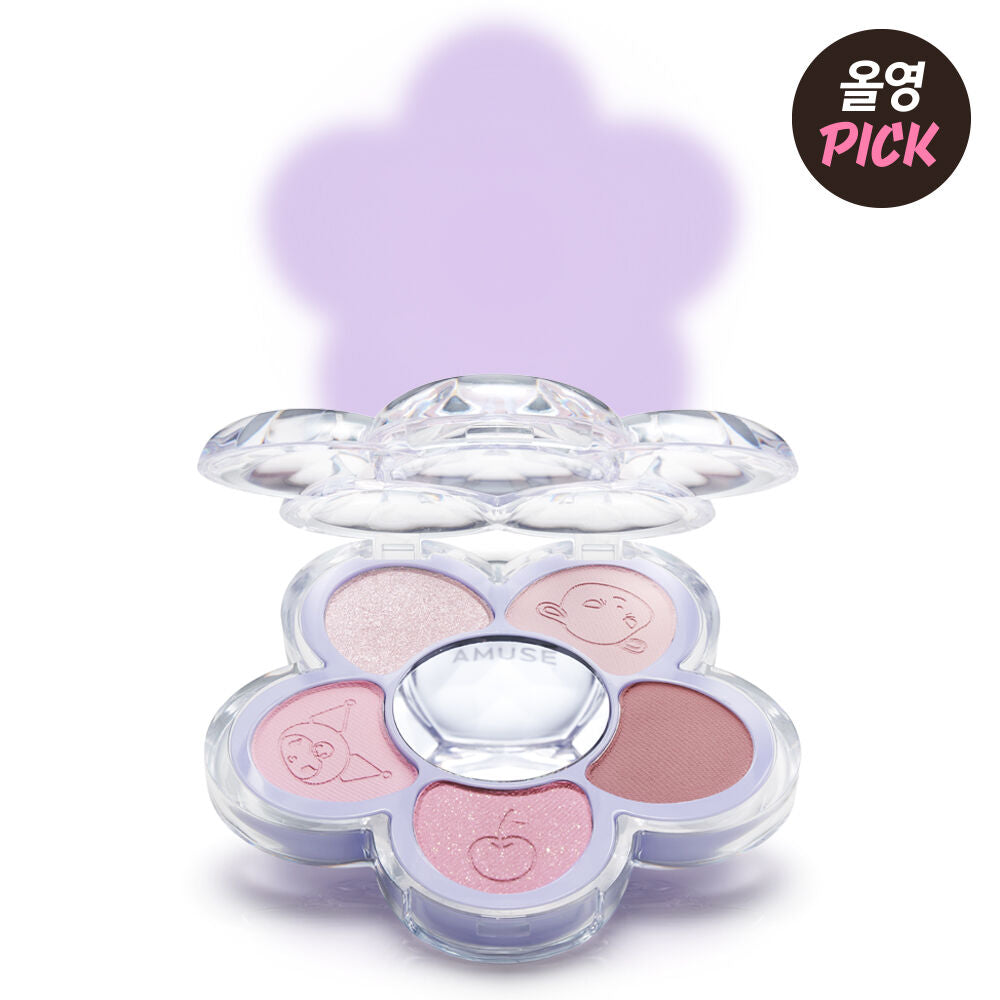 送匙扣+ 角色貼紙 ✨員瑛代言🤍Amuse x Sanrio 3D 小雛菊五色眼影盤🌸| Amuse Flora Eye Palette