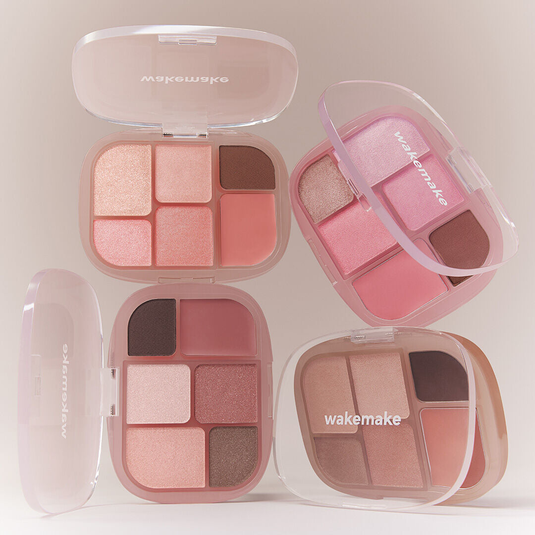 送雙頭化妝掃✨Wakemake Soft Sheer Multi Palette 六色多功能彩妝盤