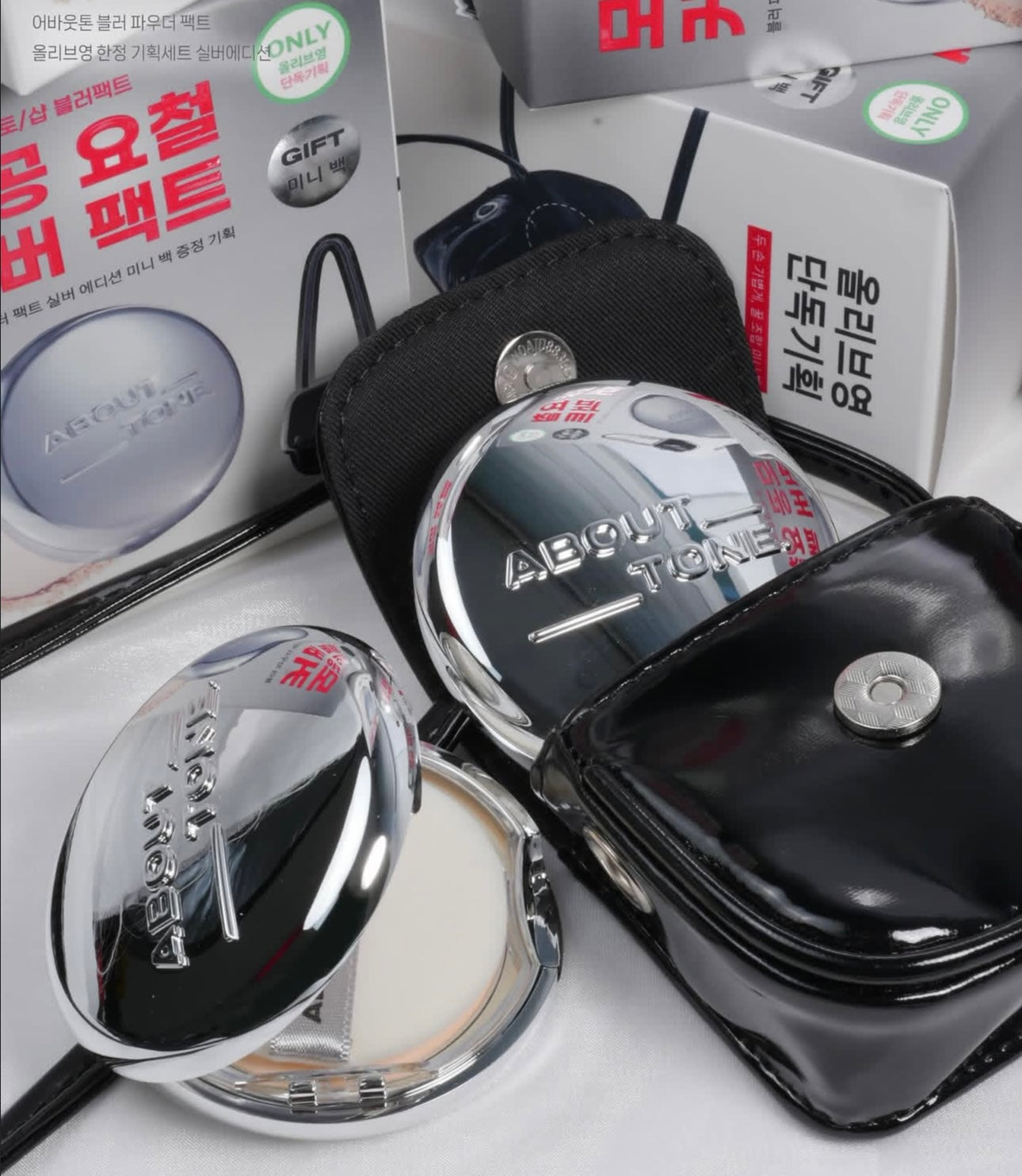 銀色特別版+送小包🩶ABOUT TONE | 柔霧控油濾鏡純素定妝粉餅| ABOUT TONE Blur Powder Pact