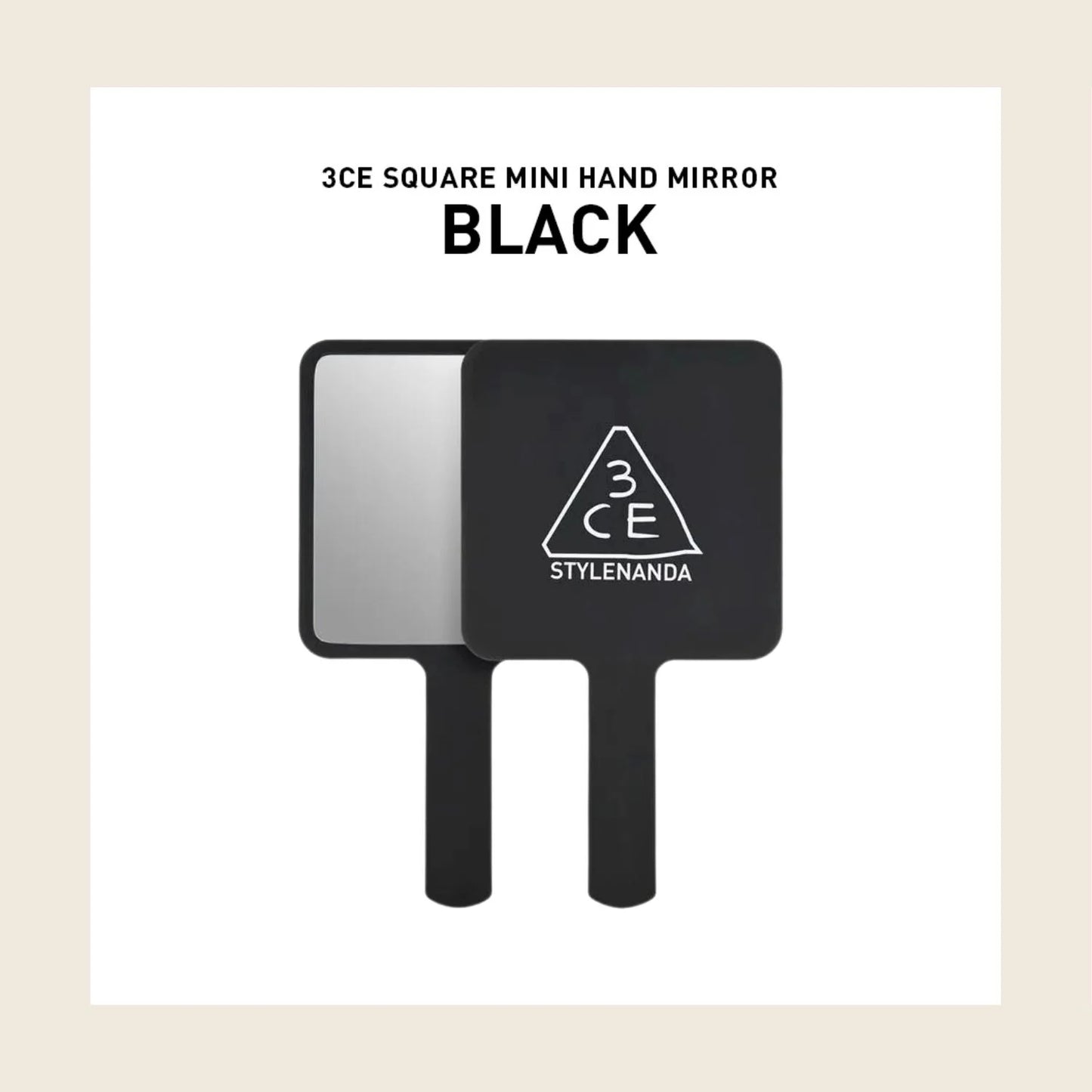 高顏值💫|3CE Mini 方形手持化妝鏡| 3ce Square Mini Hand Mirror🖤🩷