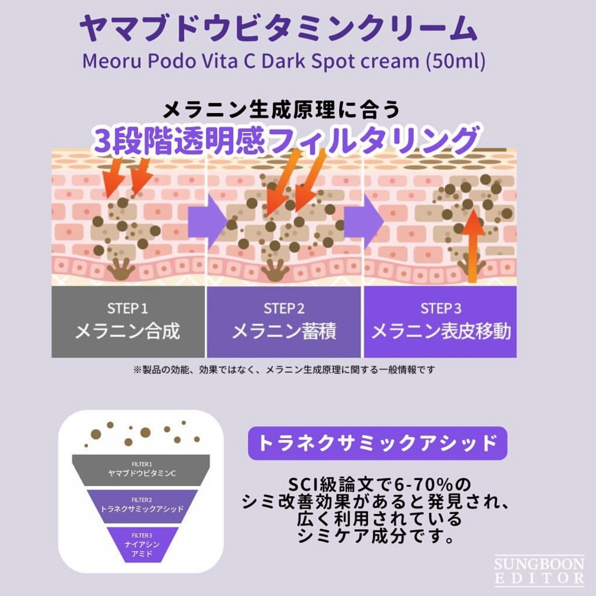 全效美白神器| SUNGBOON EDITOR 山葡萄維他命C美白淡斑面霜🍇| SUNGBOON EDITOR Meoru Podo Vita C Dark Spot Cream🪄