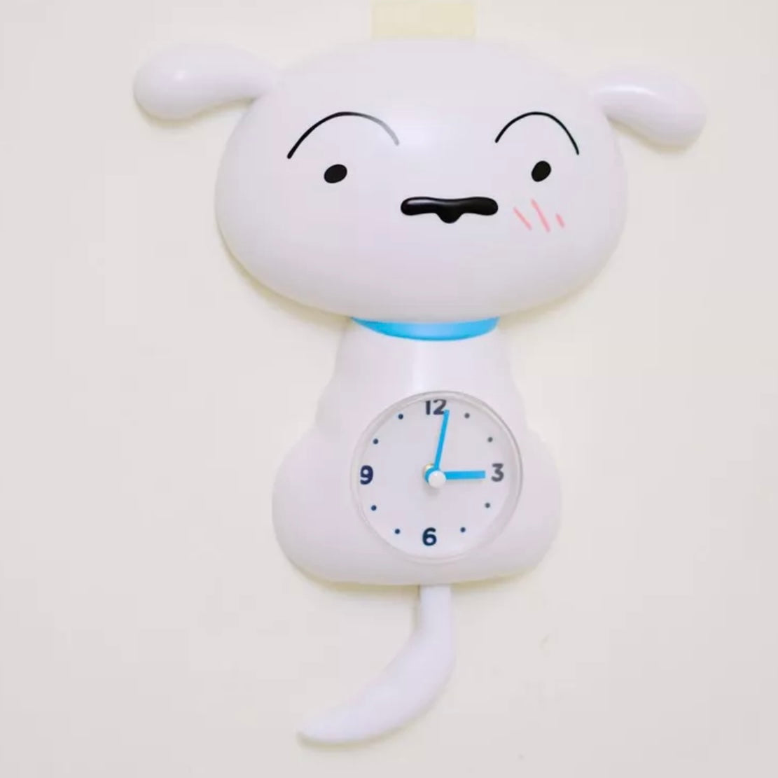 韓國限定🇰🇷 棉花糖小白搖搖尾巴靜音掛鐘🕣