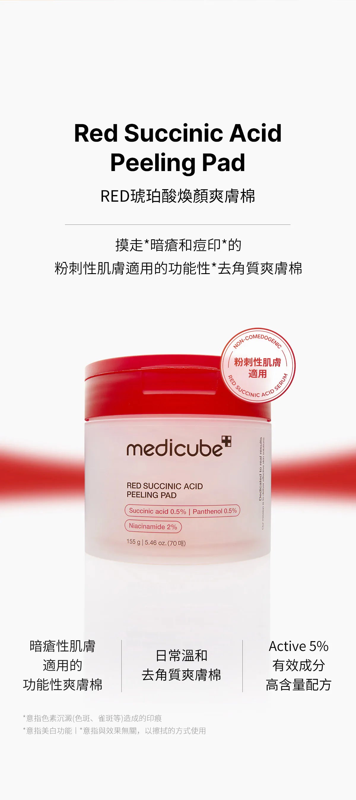 精華+棉片優惠價中💫 RED琥珀酸祛印精華 +RED琥珀酸煥顏爽膚棉