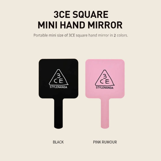 高顏值💫|3CE Mini 方形手持化妝鏡| 3ce Square Mini Hand Mirror🖤🩷