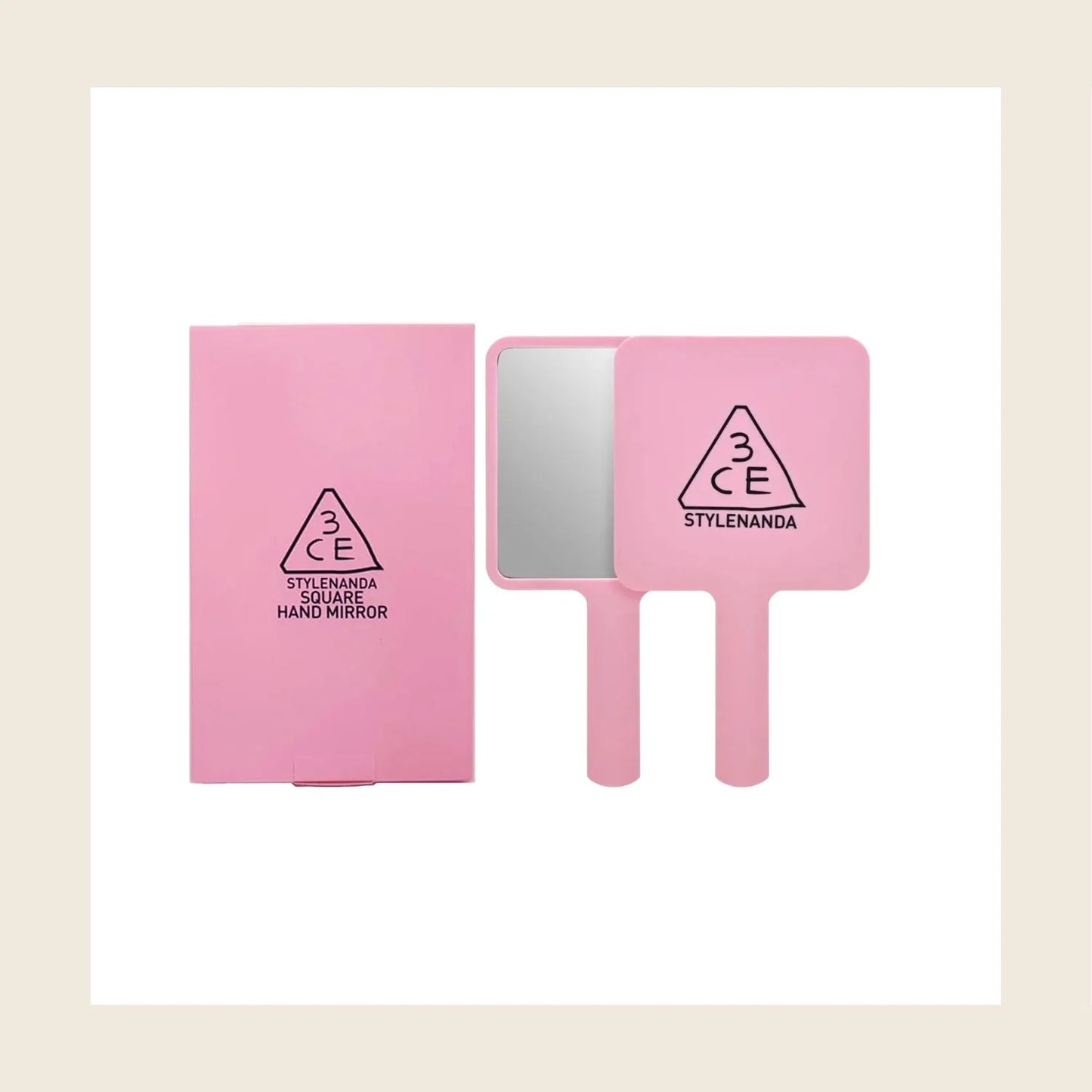 高顏值💫|3CE Mini 方形手持化妝鏡| 3ce Square Mini Hand Mirror🖤🩷