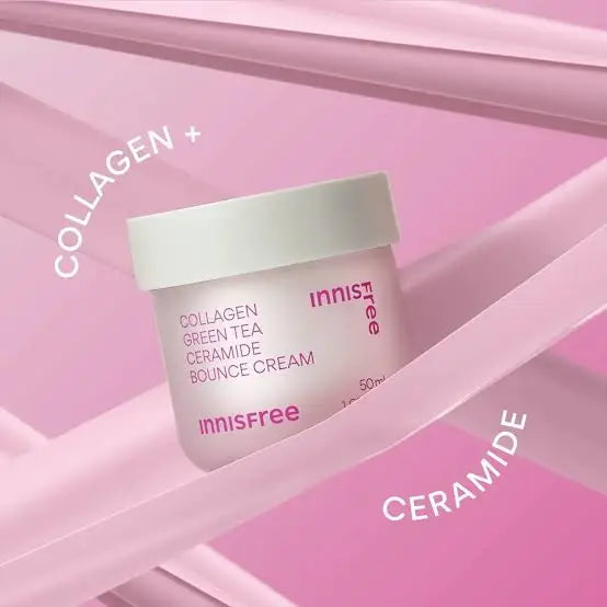 INNISFREE膠原蛋白胜肽澎澎彈力緊緻輕盈面霜💝INNISFREE COLLAGEN GREEN TEA CERAMIDE BOUNCE CREAM