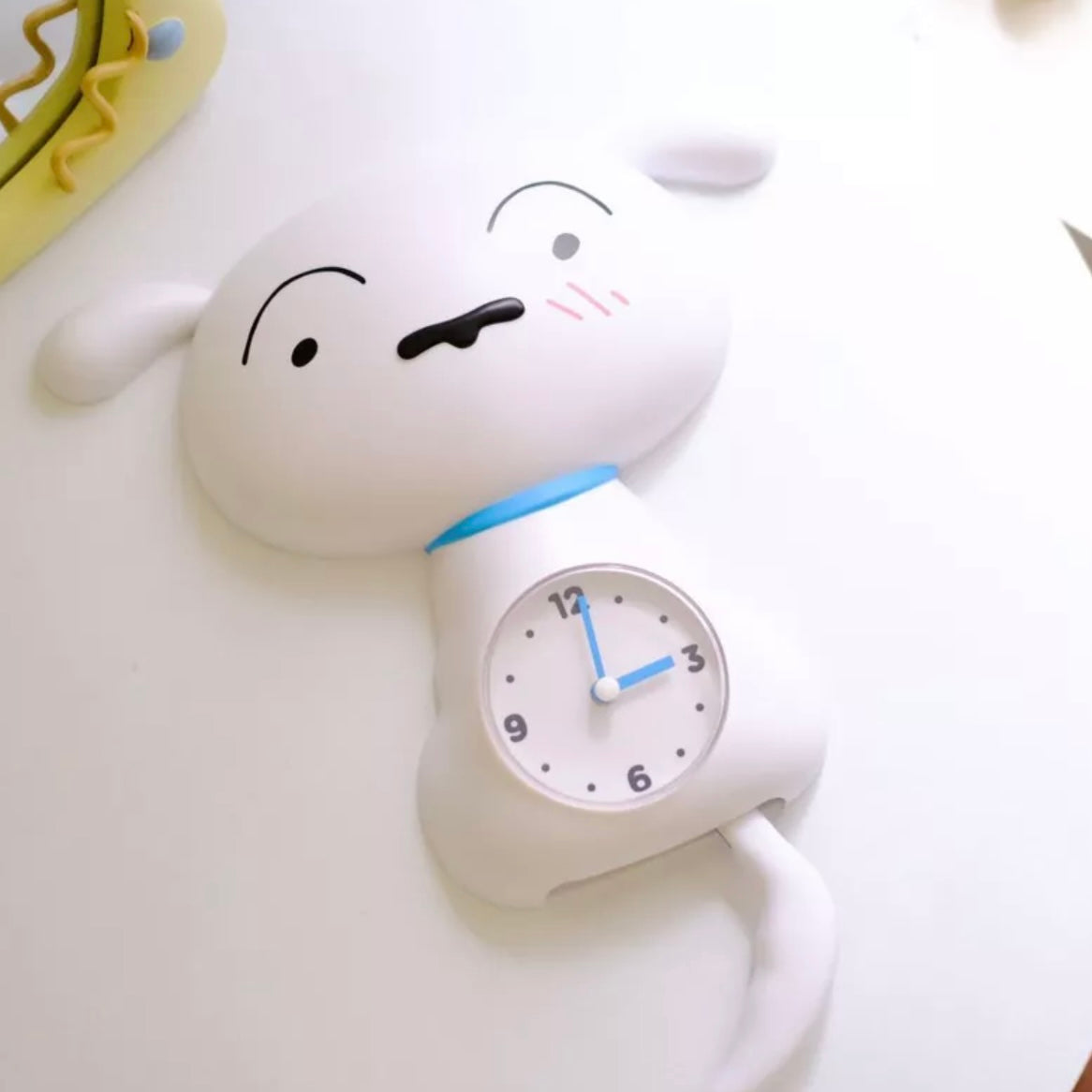 韓國限定🇰🇷 棉花糖小白搖搖尾巴靜音掛鐘🕣