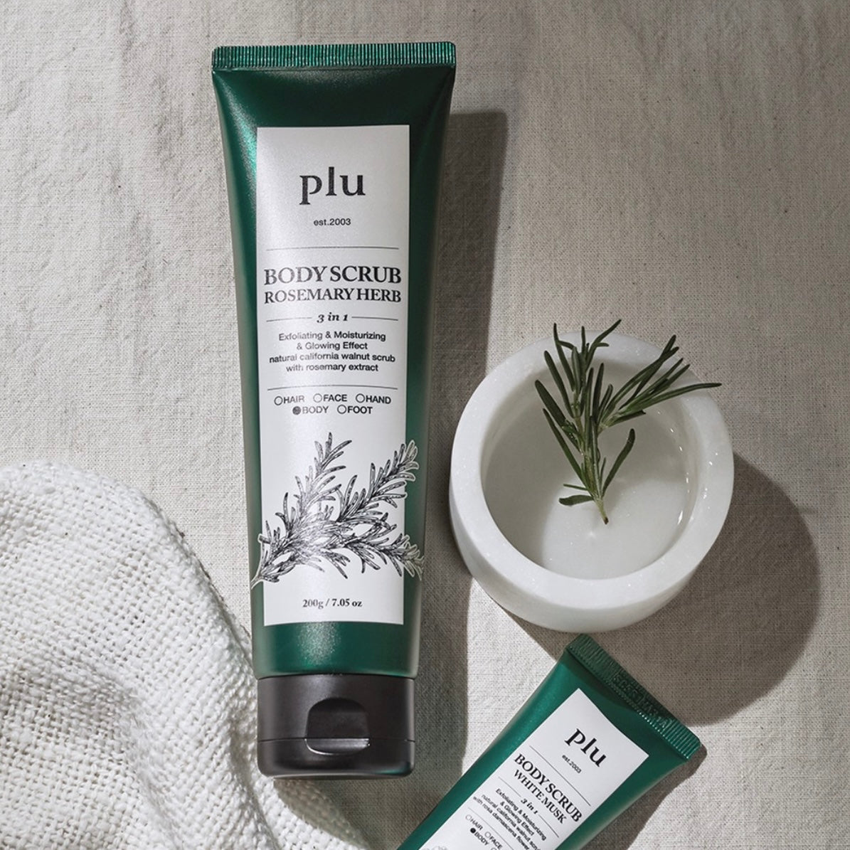 增量裝250g+200g ✨Plu-3 in 1 多效身體磨砂膏套裝| 沐浴露+潤膚+去角質磨砂 三合一功效✨
