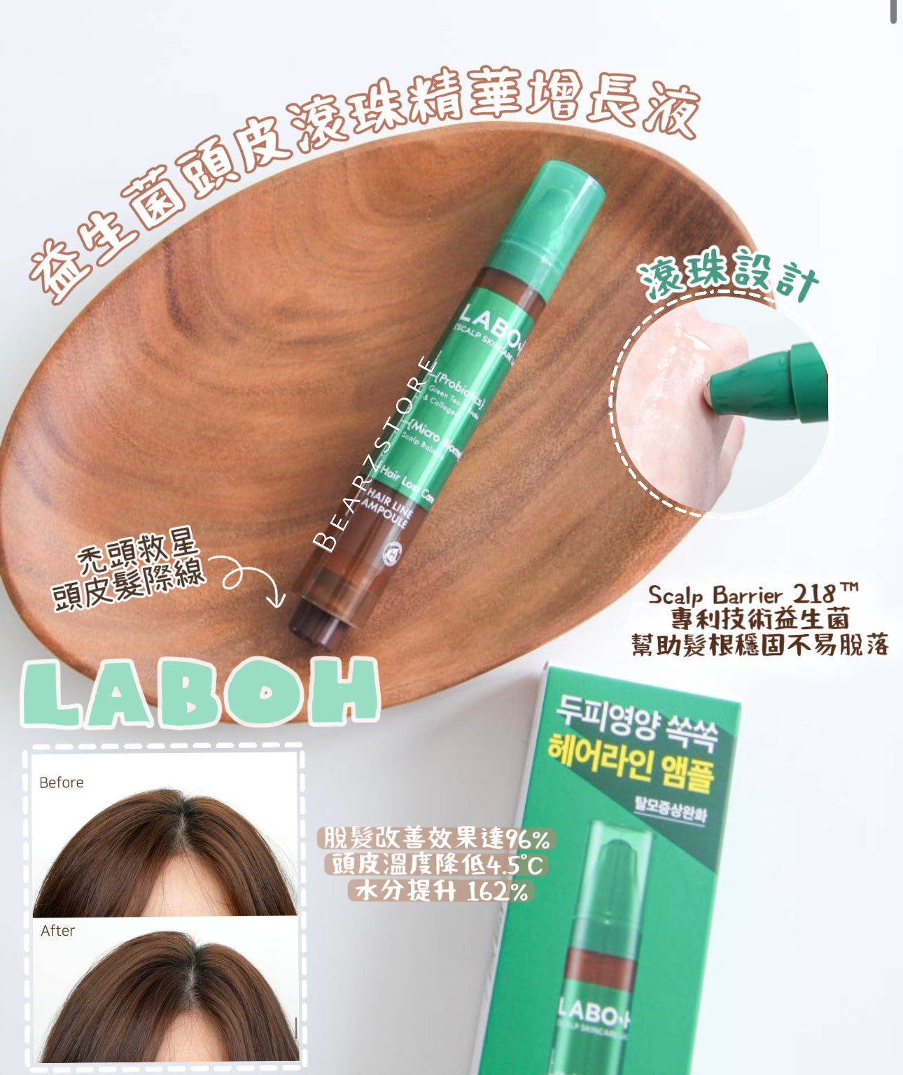 送MNH 黑貓小包/50ml洗頭水✨禿頭救星頭皮髮際線💚| LABO H益生菌頭皮滾珠精華增長液| LABOH HAIR LINE AMPOULE✨
