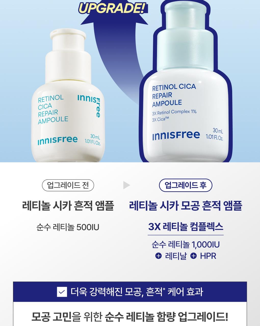 多送10ml✨毛孔星人無限回購的本命精華✨Innisfree 3X升級版A醇積雪草精華🩵Innisfree RETINOL CICA REPAIR AMPOULE