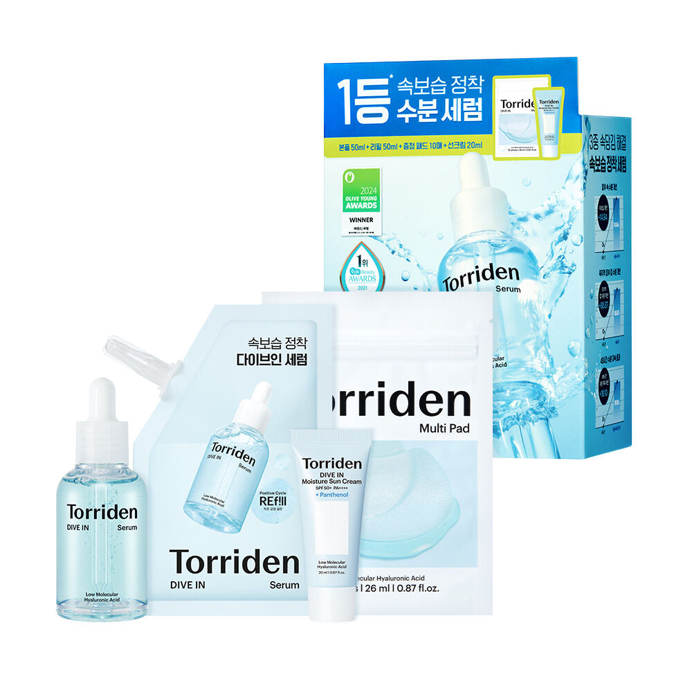 1+1裝+送防曬霜 20ml+10片棉片✨韓國精華排行榜第一名🥇「3秒精華」 Torriden低分子透明質酸深層強效補水抗敏精華☁️
