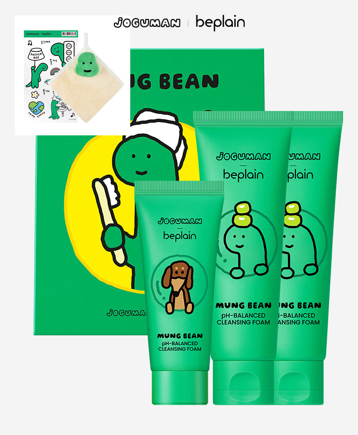 化解榜No.1✨Beplain x JOGUMAN 聯名1+1套裝 💚🦖 平衡pH值氨基酸絲滑綠豆洗面奶 Beplain Greenful pH-balanced Cleansing Foam