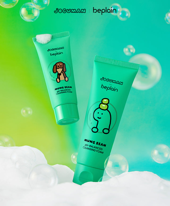 化解榜No.1✨Beplain x JOGUMAN 聯名1+1套裝 💚🦖 平衡pH值氨基酸絲滑綠豆洗面奶 Beplain Greenful pH-balanced Cleansing Foam