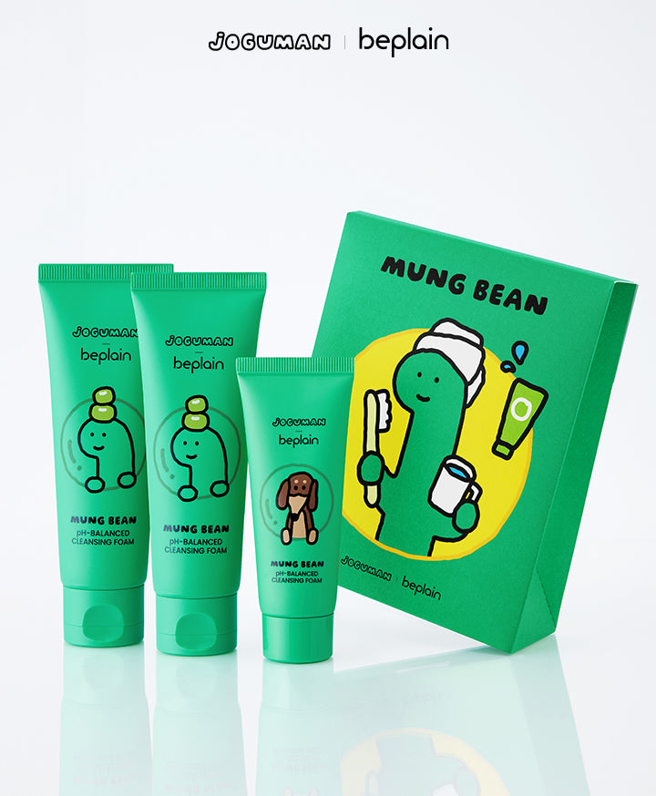 化解榜No.1✨Beplain x JOGUMAN 聯名1+1套裝 💚🦖 平衡pH值氨基酸絲滑綠豆洗面奶 Beplain Greenful pH-balanced Cleansing Foam