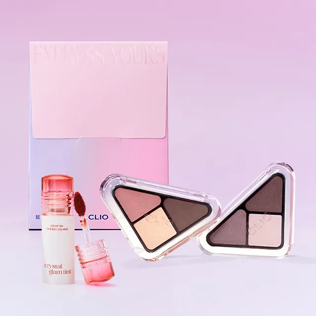 送mini唇釉✨Clio 三角造型眼影盤禮物套裝🎁🩶 Clio Essentail Shadow Tap
