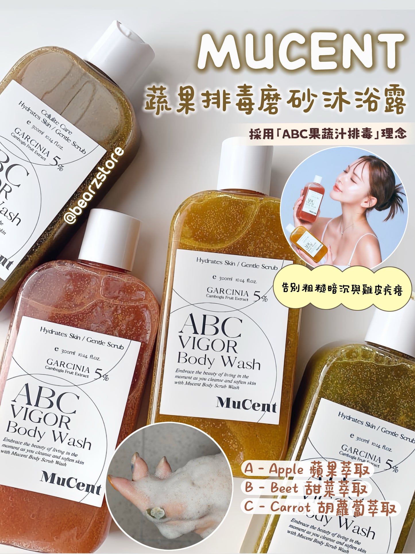 肌膚的「ABC 排毒 SPA」🧖🏻‍♀️ MUCENT ABC 蔬果排毒磨砂沐浴露🫧 | MUCENT ABC Vegan Body Scrub & Wash