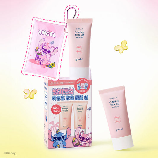 送史迪仔匙扣小包✨Goodal x Stitch新版魚腥草抗痘舒緩提亮防曬霜| Heartleaf Calming Tone Up Sun Cream 50mL 🌿