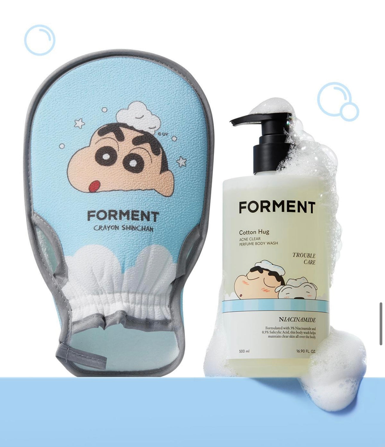 附贈去角質洗澡手套🧼Forment x小新香氛沐浴露·棉花擁抱限定版Crayon Shinchan聯名款