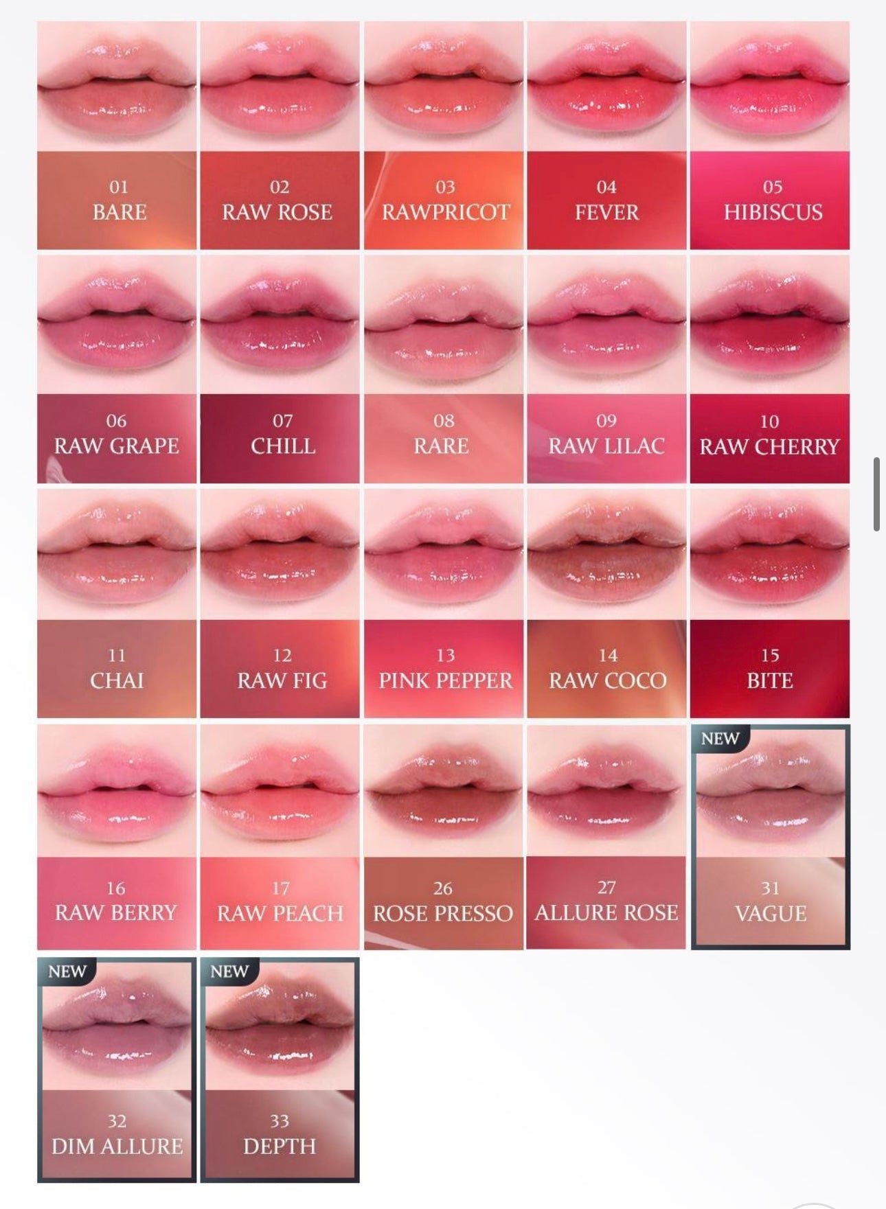 Hince清新水感冰透感唇釉 ✨| Hince Raw Glow Gel Tint 共22色🔥