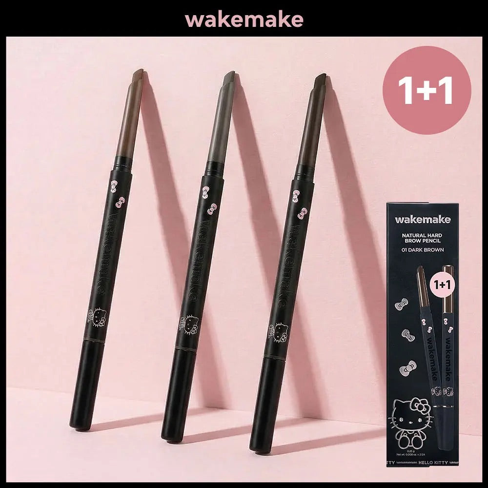 🖤 WAKEMAKE X Hello Kitty Black Edition 聯名彩妝全系列✨ WAKEMAKE自然斜角眉筆1+1套裝WAKEMAKE Natural Hard Brow Pencil