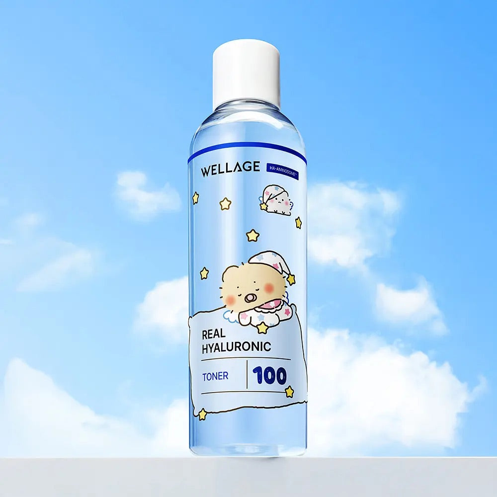 送60片濕敷棉片💫滲透皮膚真皮層✨| Wellage x 土豆熊限量版100%高純度透明質酸深層保濕爽膚水💦|Wellage Real Hyaluronic 100 Toner