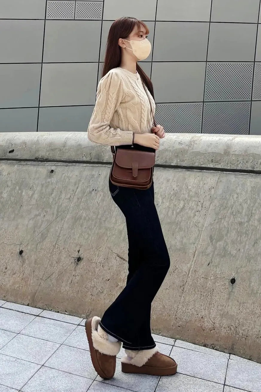 韓國品牌Shoopen 麂皮暖感兩用毛毛拖鞋🤎