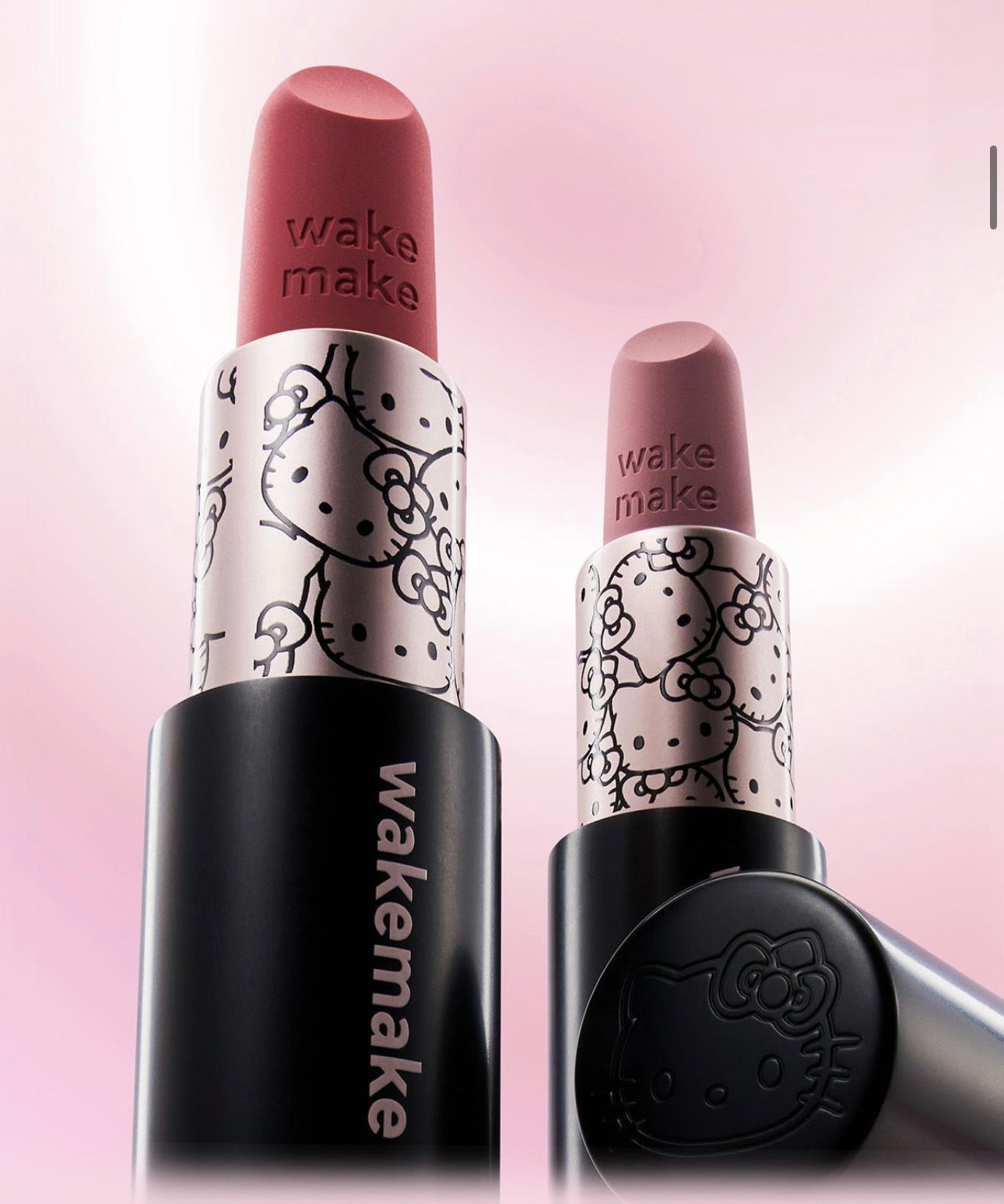 送Kitty收納包✨WAKEMAKE X Hello Kitty Black Edition 聯名彩妝全系列✨Soft Blurring Balm Stick 高級絲絨柔霧唇膏