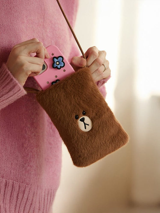 擁抱溫柔🤎LINE FRIENDS 斜補小包手機包MINI CROSSBODY BAG HUG BROWN SEASON 3