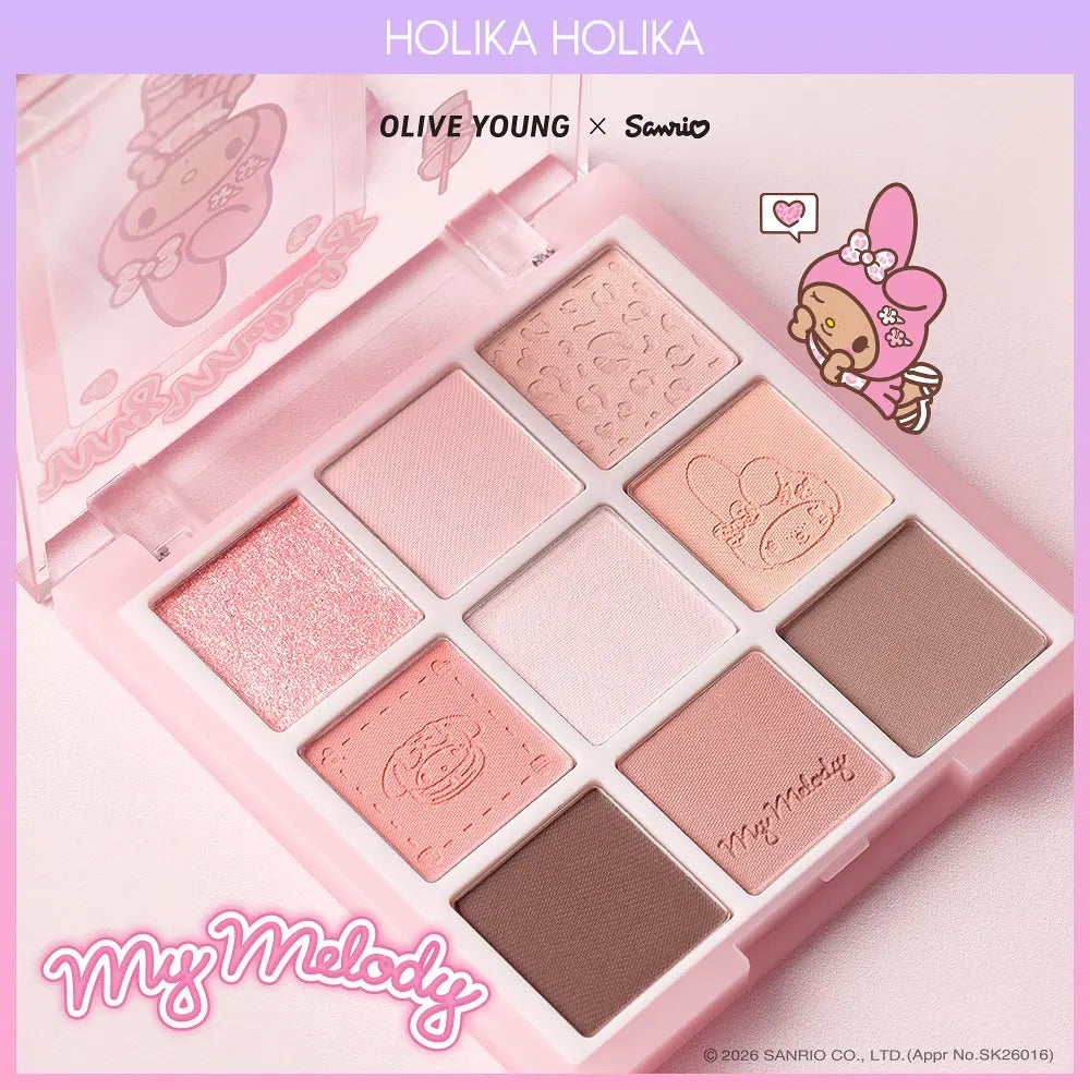 送鏡仔匙扣✨Holika Holika Sanrio Edition My Fave Mood Eye Palette9色眼影盤💖