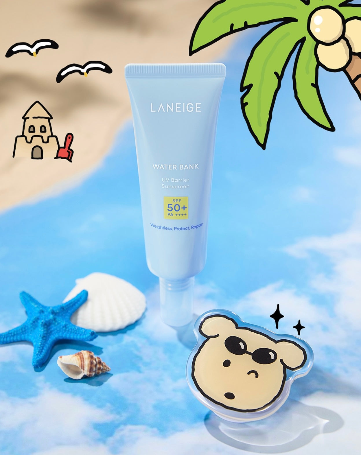 多送25ml✨ 全天守護👼🏻Laneige 爆水補濕防曬精華💦 Laneige Water Bank UV Barrier Sunscreen SPF50+ PA++++