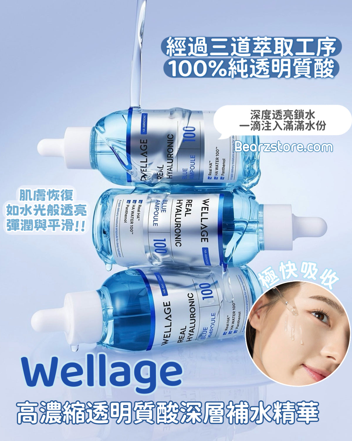 Wellage 100%高濃縮透明質酸保濕精華🫧| Wellage Real Hyaluronic Blue Ampoule💦