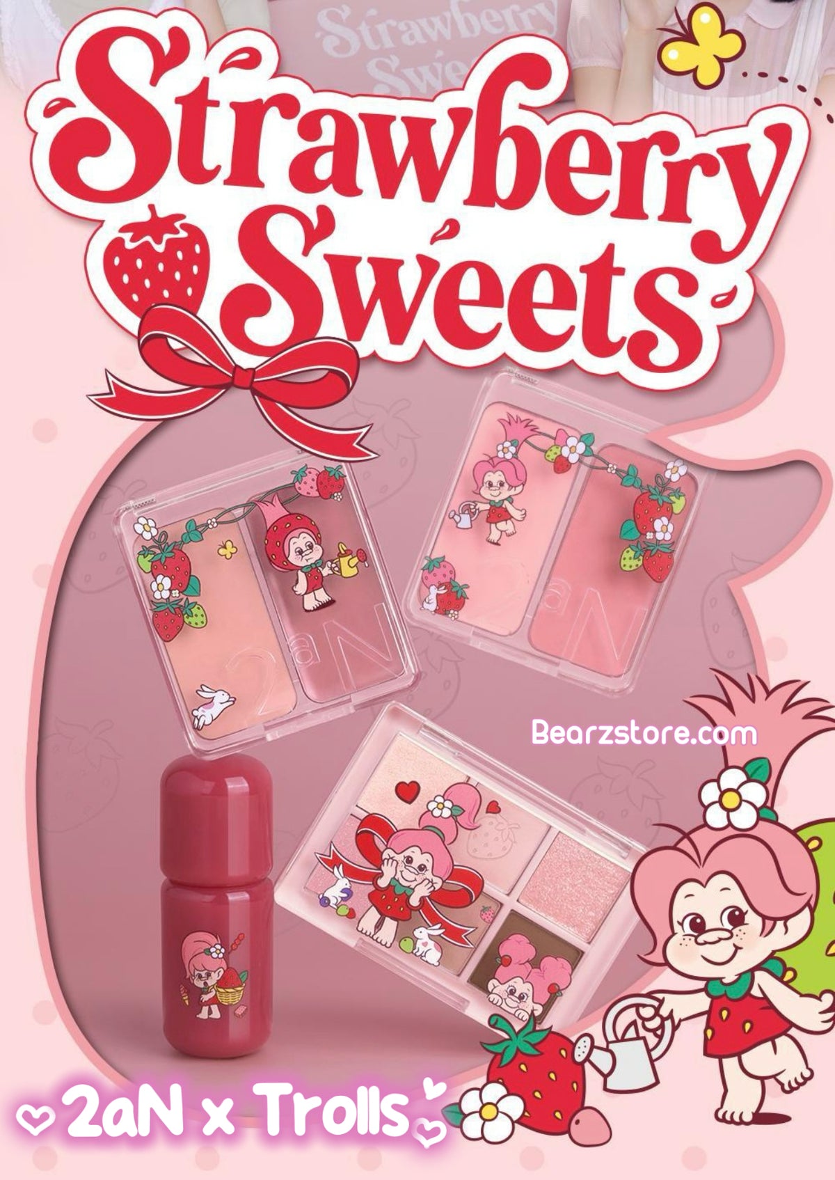送手指粉撲 ✨【2aN × Trolls】🍓士多啤梨魔法幸運特調 限量聯名系列登場！💖 雙色頰彩膏 Dual Cheek