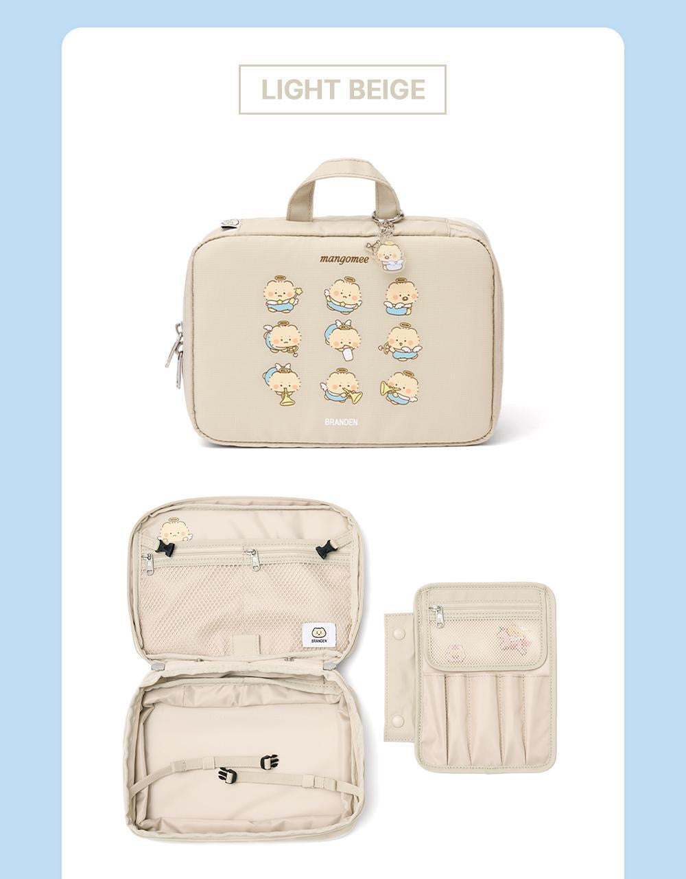 BRANDEN x土豆熊 擴容美妝收納包 2色可選（淺米色/天空藍）✨