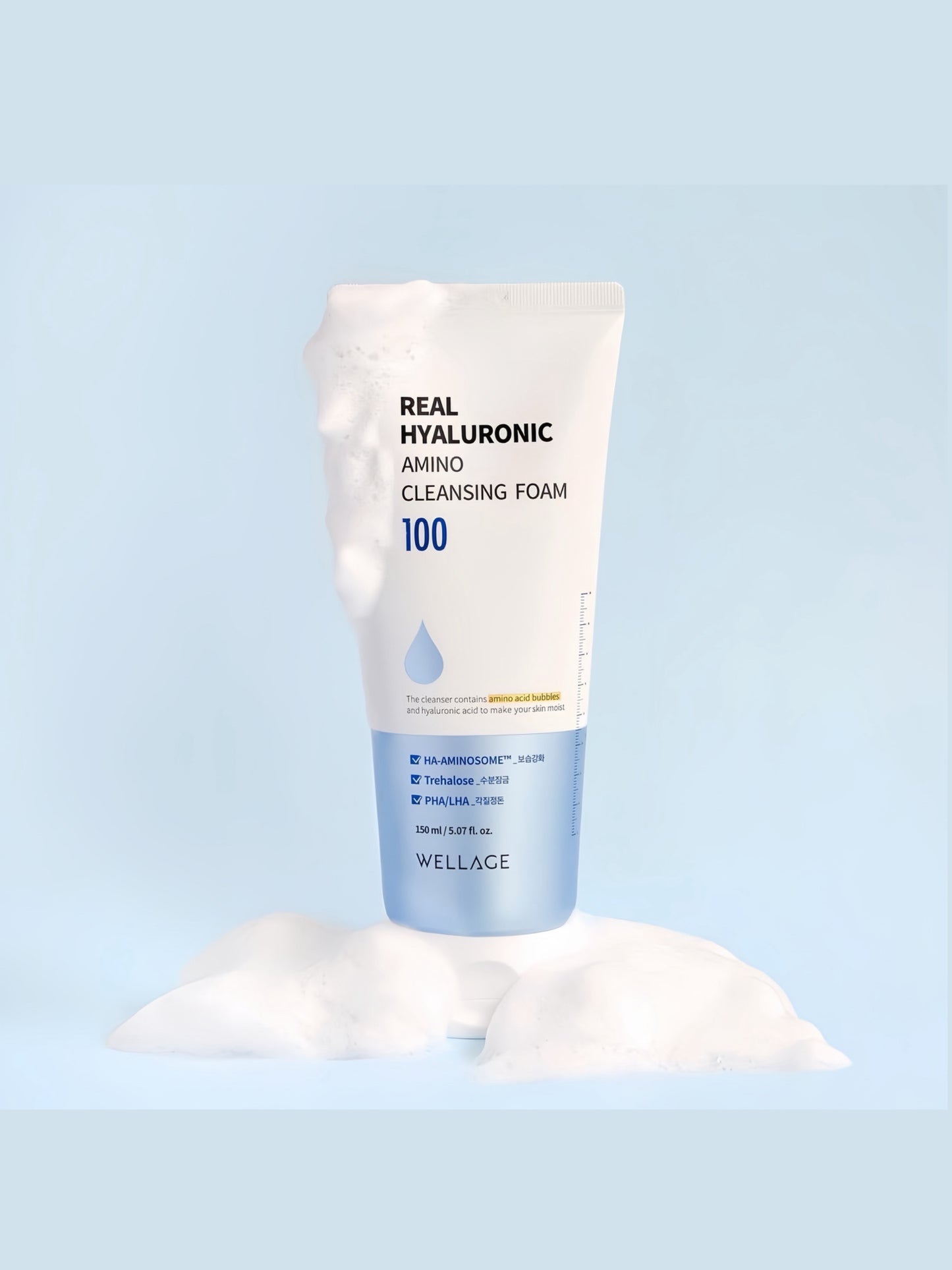 WELLAGE 真玻尿酸胺基酸潔面乳🫧| Real Hyaluronic Amino Cleansing Foam🩵
