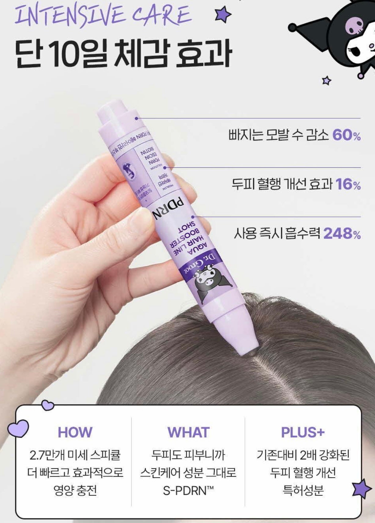 送Kuromi收納袋💜Dr. Groot x Kuromi 特別版Aqua Hairline Booster Shot Aqua PDRN 頭皮滾珠精華增長液🔮
