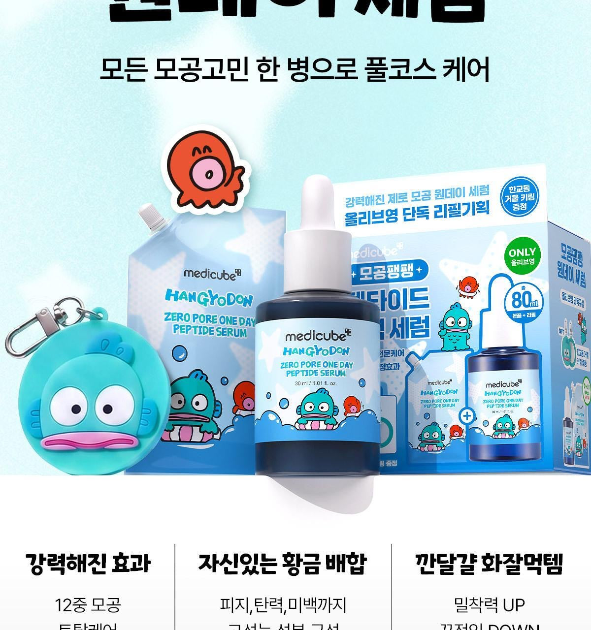 共80ml+送醜魚鏡仔✨ 粗大毛孔的終極救星來了！韓國醫美級保養品牌 Medicube x醜魚 零毛孔一日胜肽精華 🩵