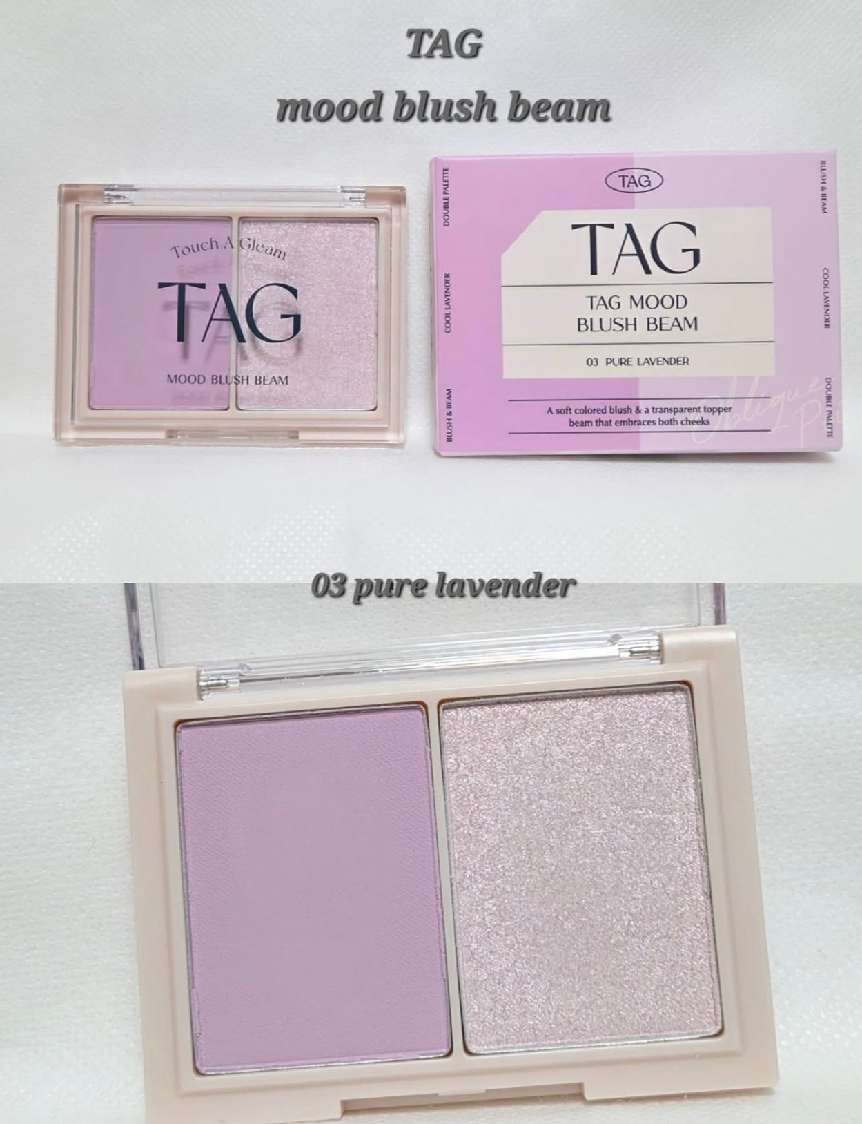 TAG Touch A Gleam Mood Blush Beam 雙色柔霧高光腮紅盤💖