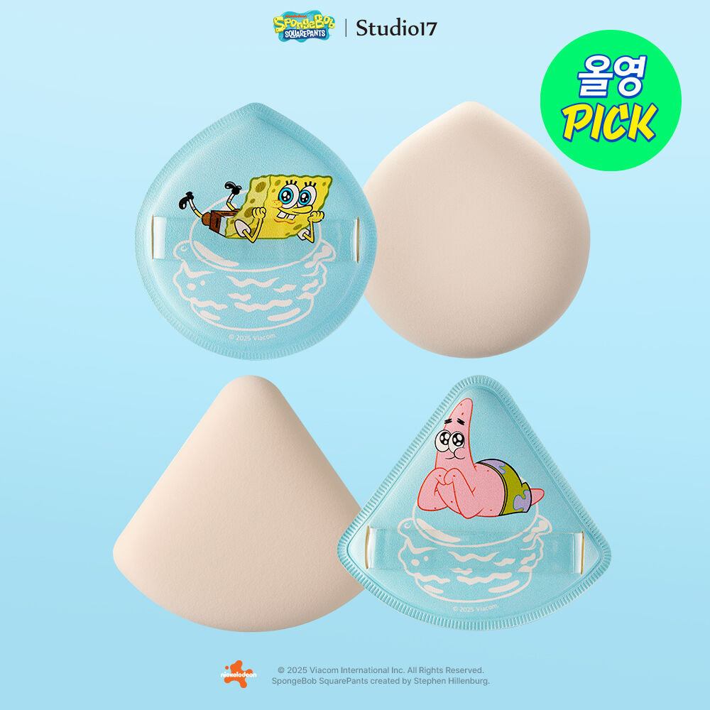 Studio17 x 海綿寶寶🧽軟棉麻薯空氣感海綿粉撲☁️連收納盒