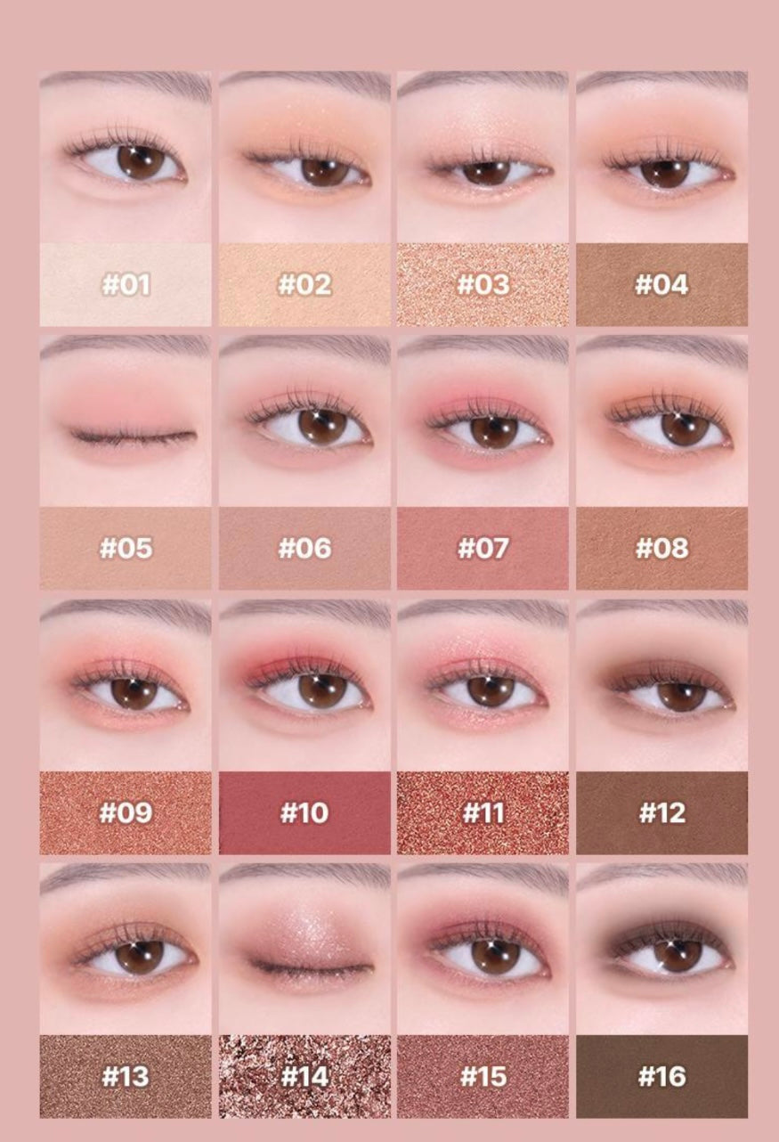 送唇頰霜✨WAKEMAKE Soft Blurring Eye Palette 16色眼影盤x魷魚遊戲限量套裝♡