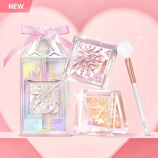 送高光掃+限定包裝✨Clio新雪花高光盤套裝Prism Highlighter | 絲緞般光澤感