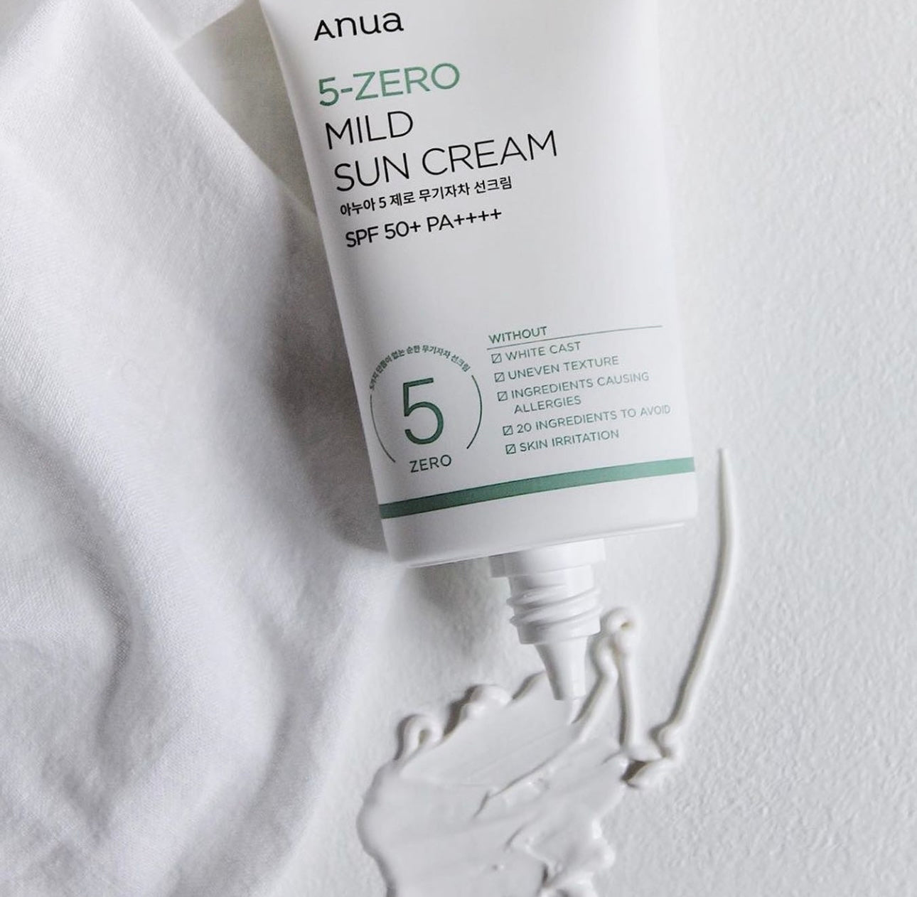 為敏感肌定制的安心防曬霜⛱️| ANUA 5-Zero Mild Suncream 藥草提亮零感物理防曬 SPF50+ PA++++