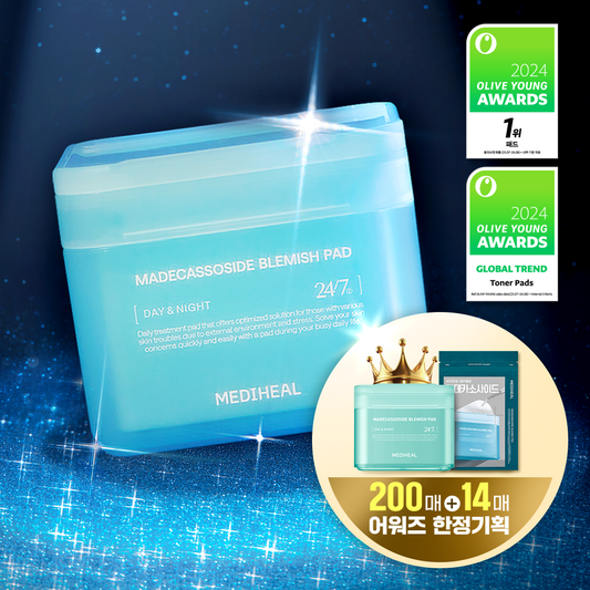 多送14片❤️‍🔥高CP值⭐️| Mediheal 積雪草修復舒緩淡印爽膚棉片| Mediheal Madecassoside Blemish Pad🩵