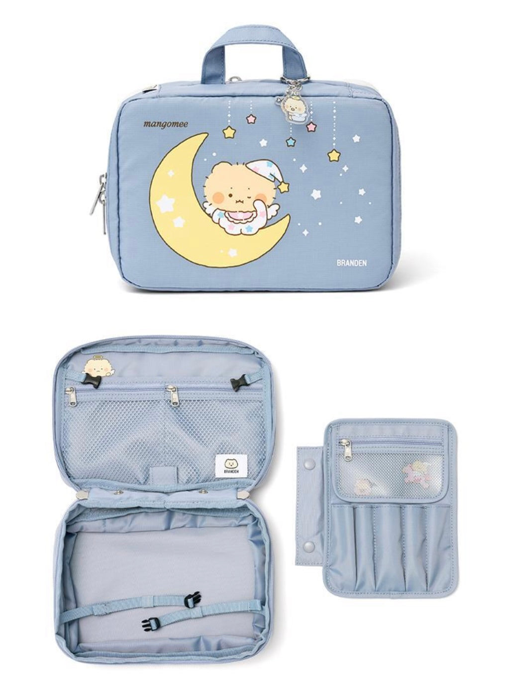 BRANDEN x土豆熊 擴容美妝收納包 2色可選（淺米色/天空藍）✨