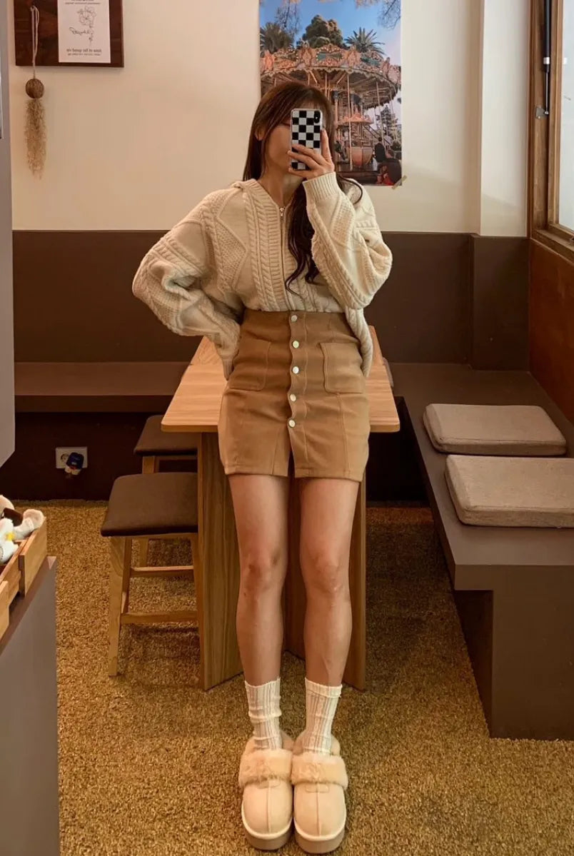 韓國品牌Shoopen 麂皮暖感兩用毛毛拖鞋🤎