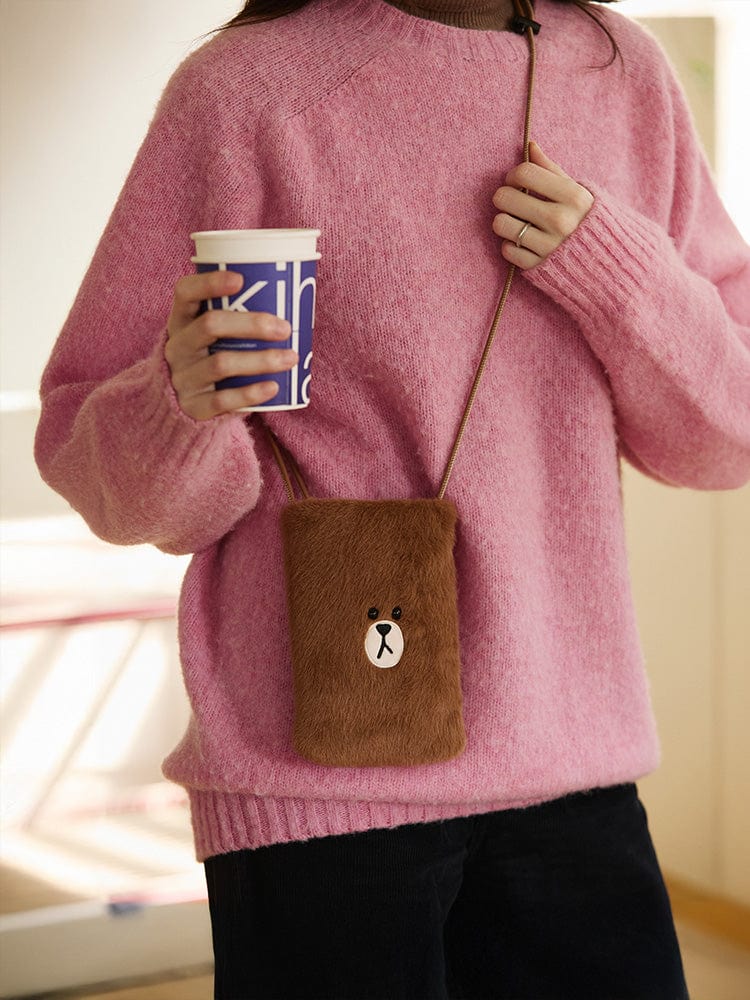擁抱溫柔🤎LINE FRIENDS 斜補小包手機包MINI CROSSBODY BAG HUG BROWN SEASON 3