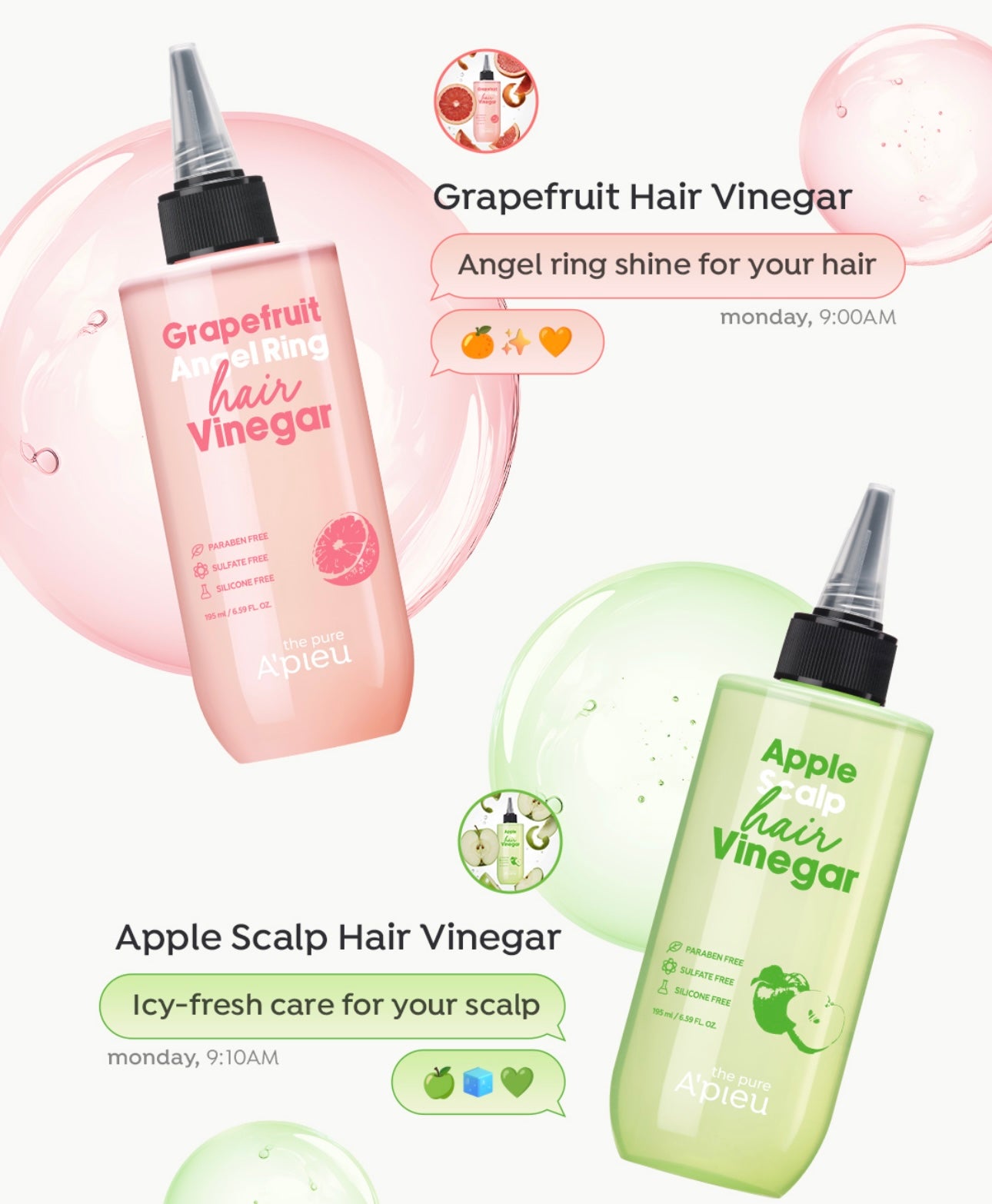 告別油頭味⭐️Apieu頭皮去異味果汁液態護髮醋🍊🍏 Apieu Scalp Hair Vinegar✨