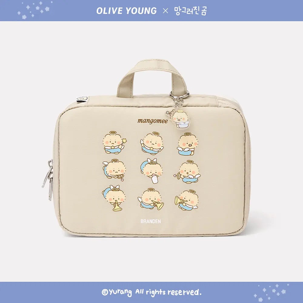 BRANDEN x土豆熊 擴容美妝收納包 2色可選（淺米色/天空藍）✨