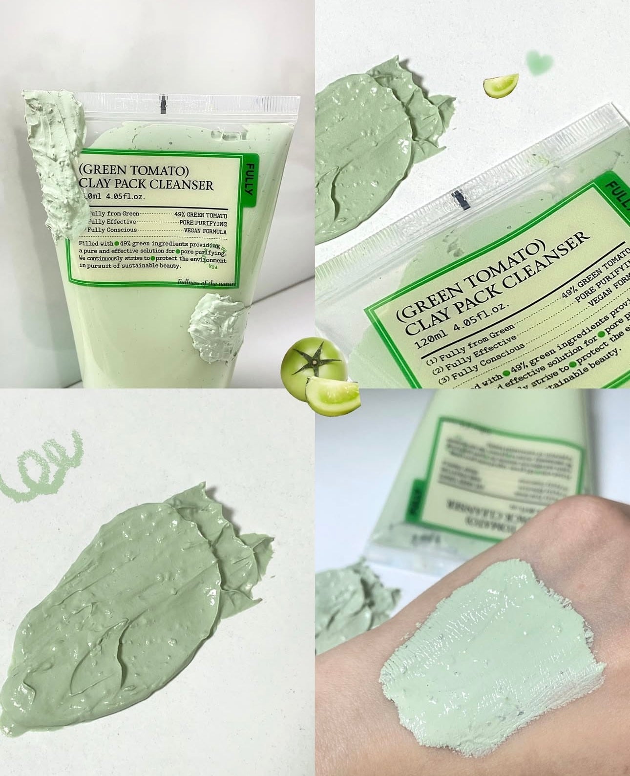 洗面+泥膜2合1💫FULLY & Green Tomato Clay Pack Cleanser綠蕃茄泥膜潔面泥膜🍅 💚