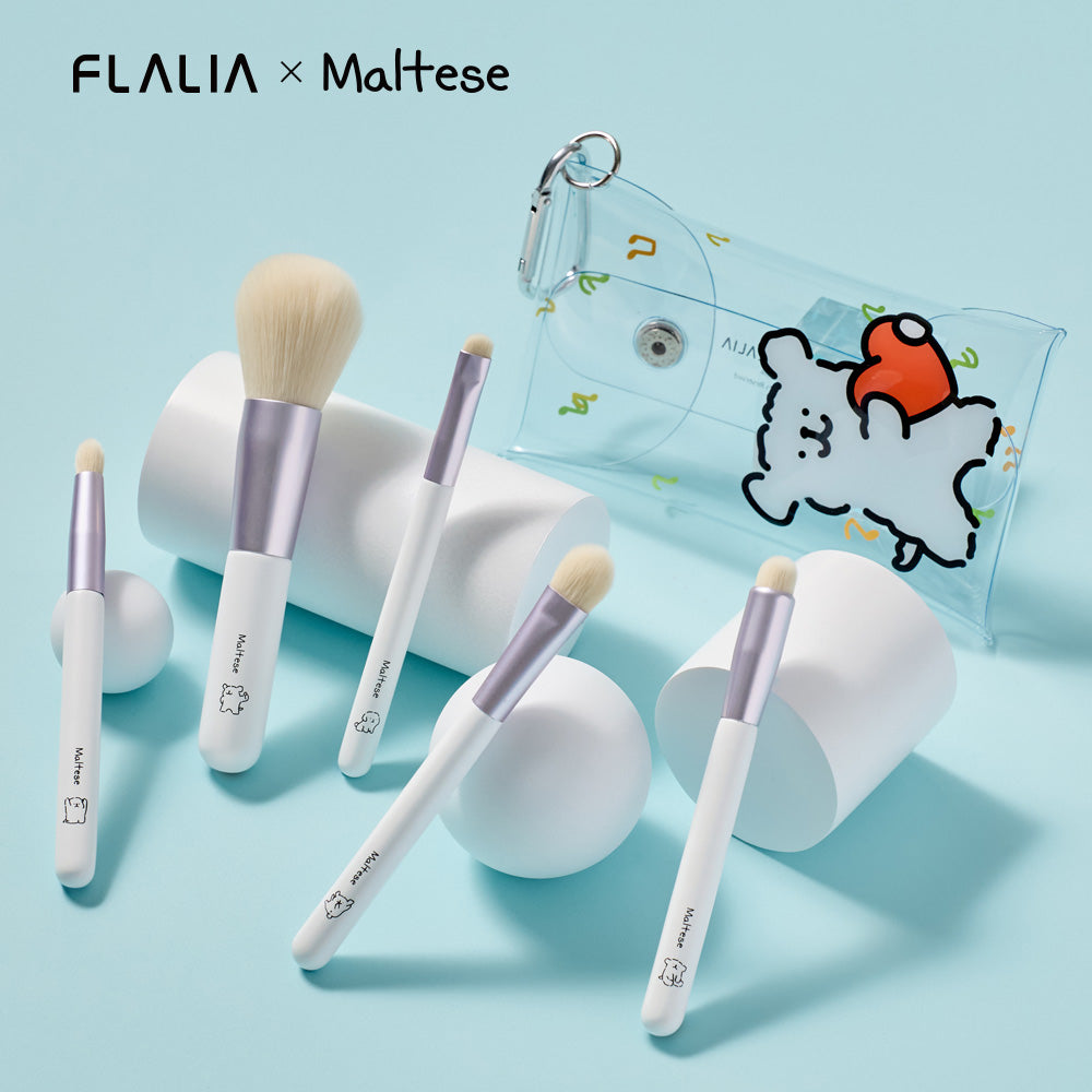 FLALIA X MALTESE 線條小狗化妝掃5件套裝🐶🤍| Maltese Makeup Brush Kit FLALIA X Maltese Edition